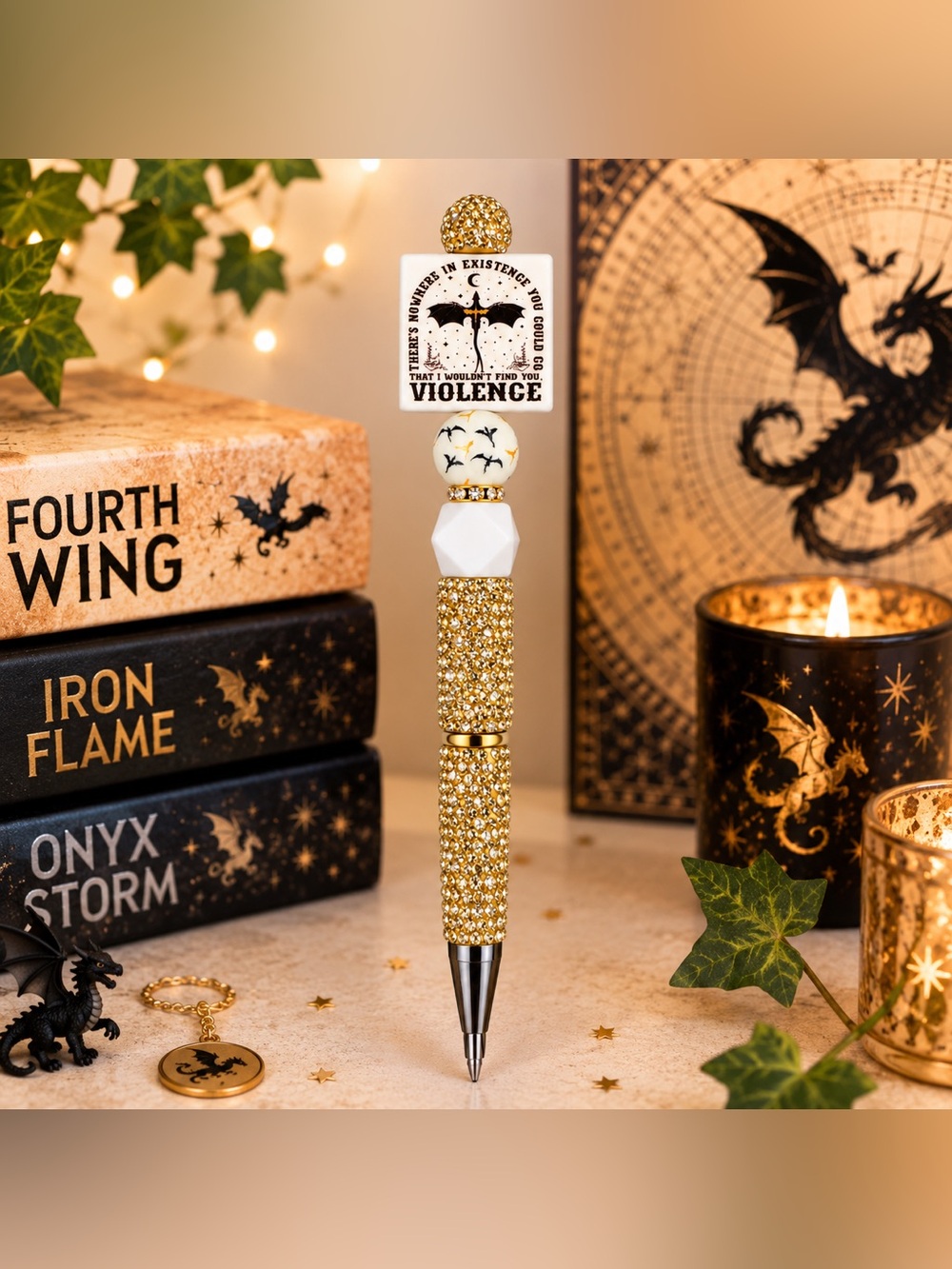 Fourth Wing Xaden to Violet Quote Novelty Rhinestone Twist Pen